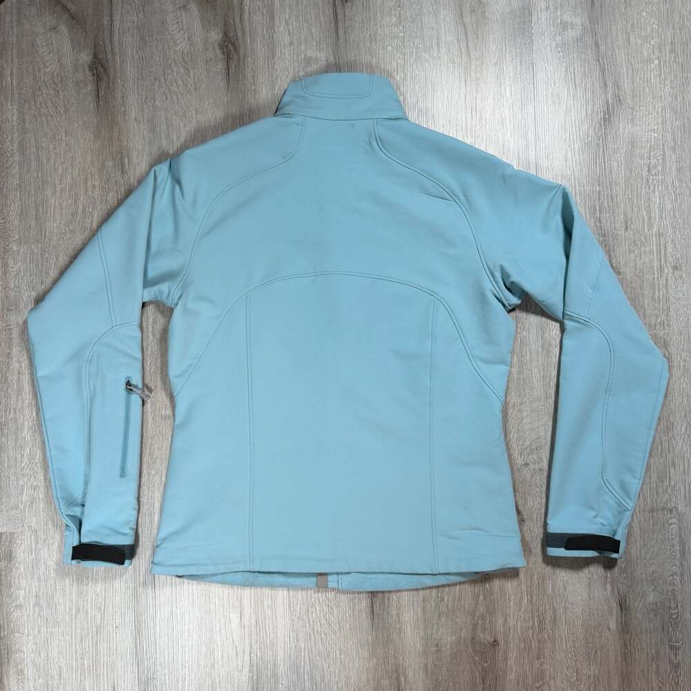 Patagonia Women's Soft Shell Jacket Arcadis Alaska Company Logo Light Blue - Picture 2 of 6